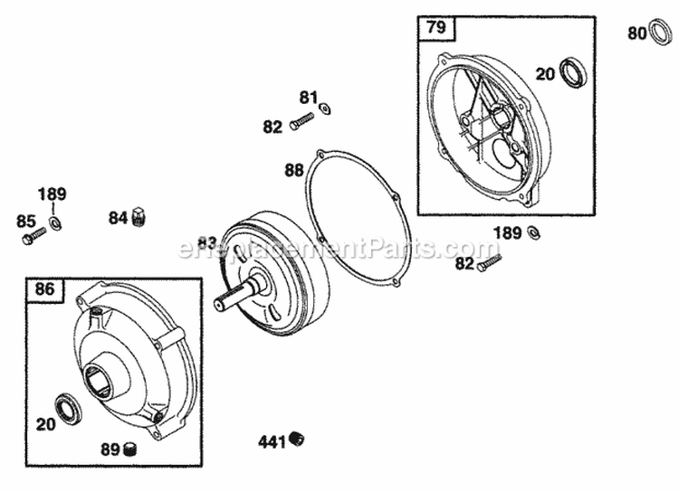 Gear Reducer Assy Diagram and Parts List for  Briggs and Stratton Engine